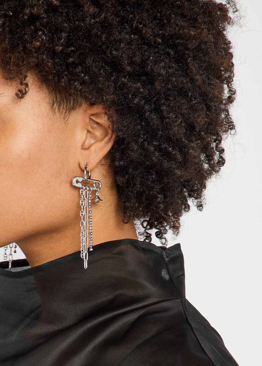 Vivienne Westwood Ginetta Safety-pin Drop Earrings In Silver