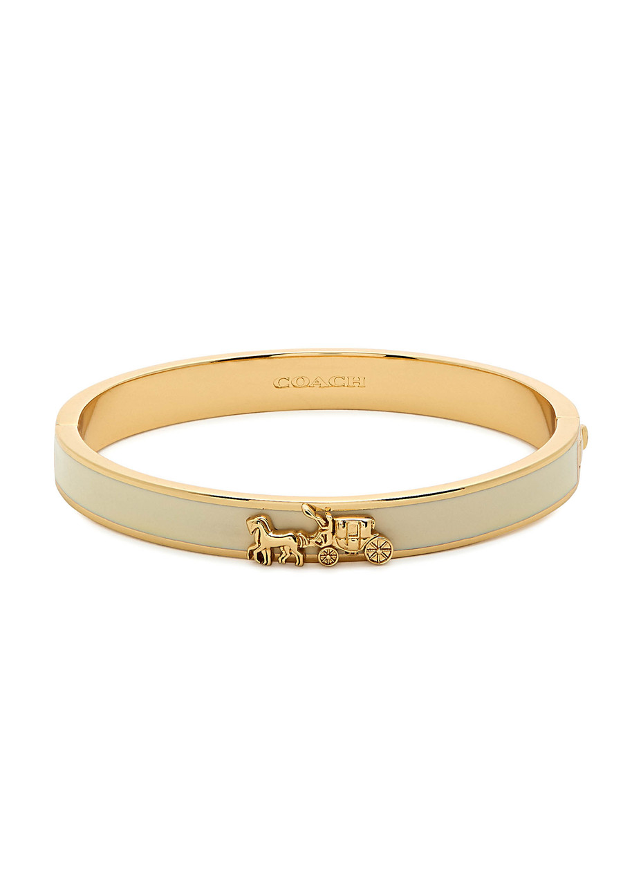 Coach Enamelled Bangle In White