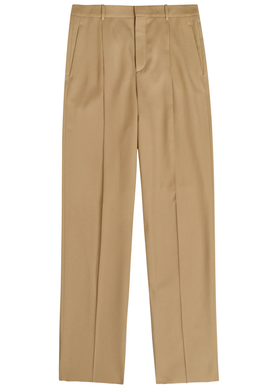 Saint Laurent Straight-leg Wool Trousers In Neutral