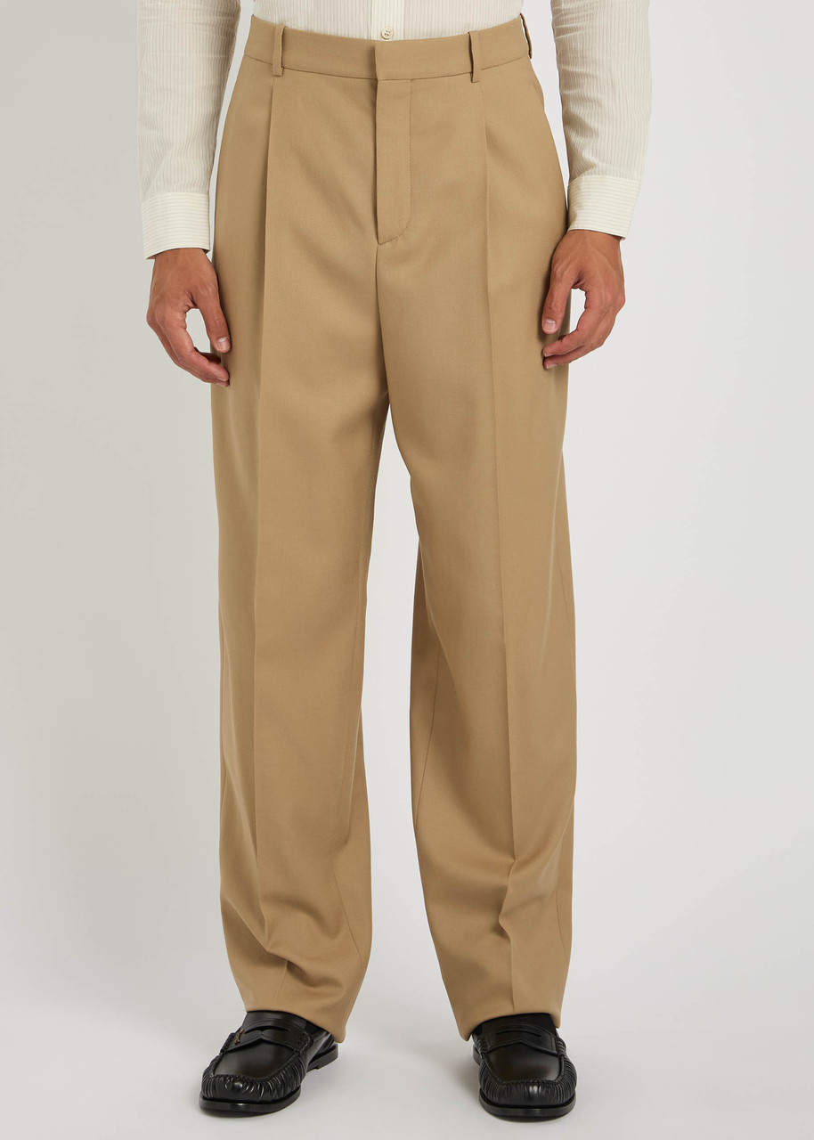 Saint Laurent Straight-leg Wool Trousers In Neutral