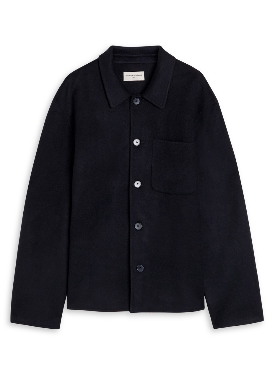Officine Generale Officine Générale Wool Overshirt Jacket In Black