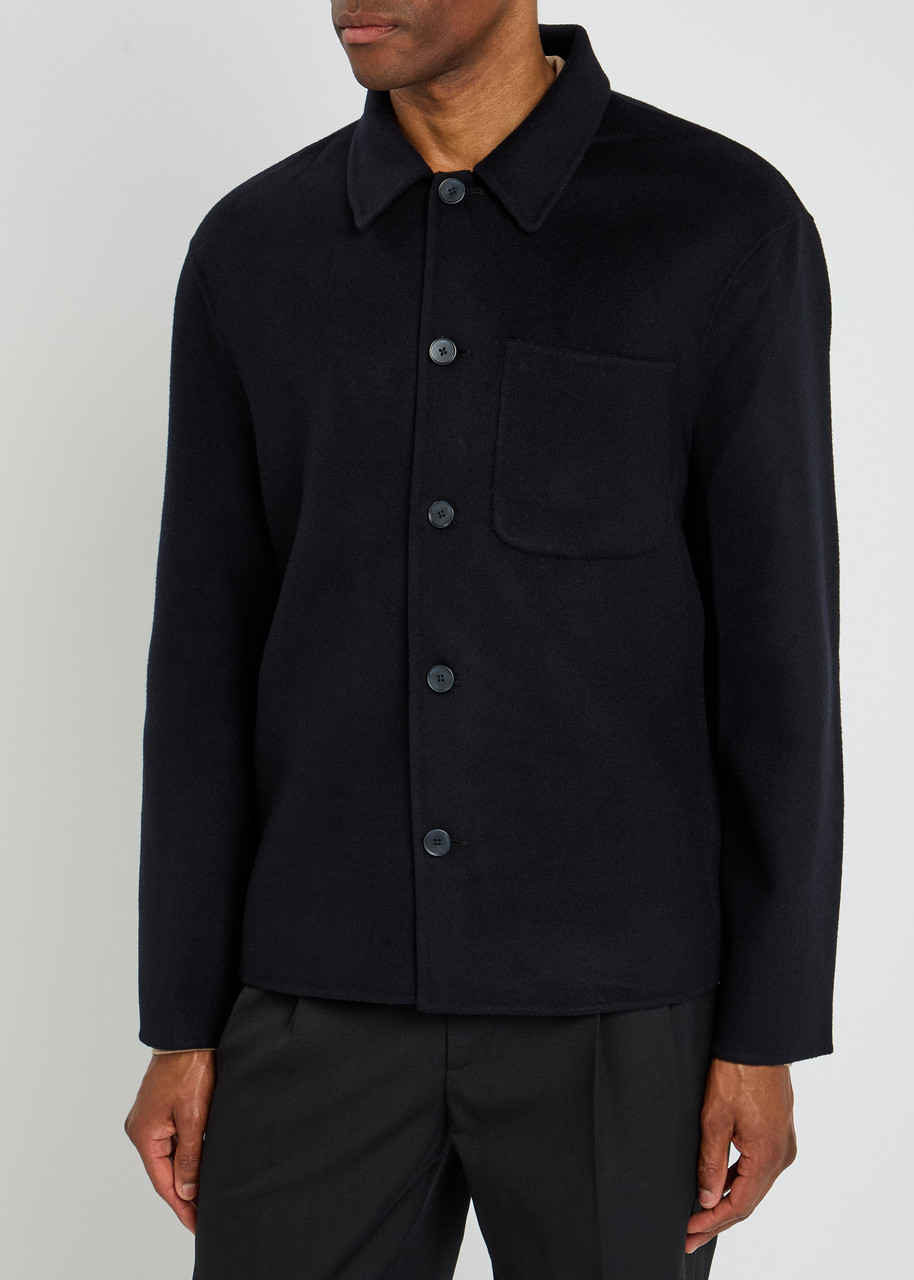 Officine Generale Officine Générale Wool Overshirt Jacket In Black