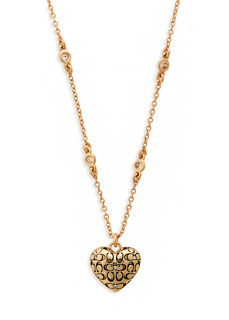 Coach Heart Crystal-embellished Necklace - Gold - One Size