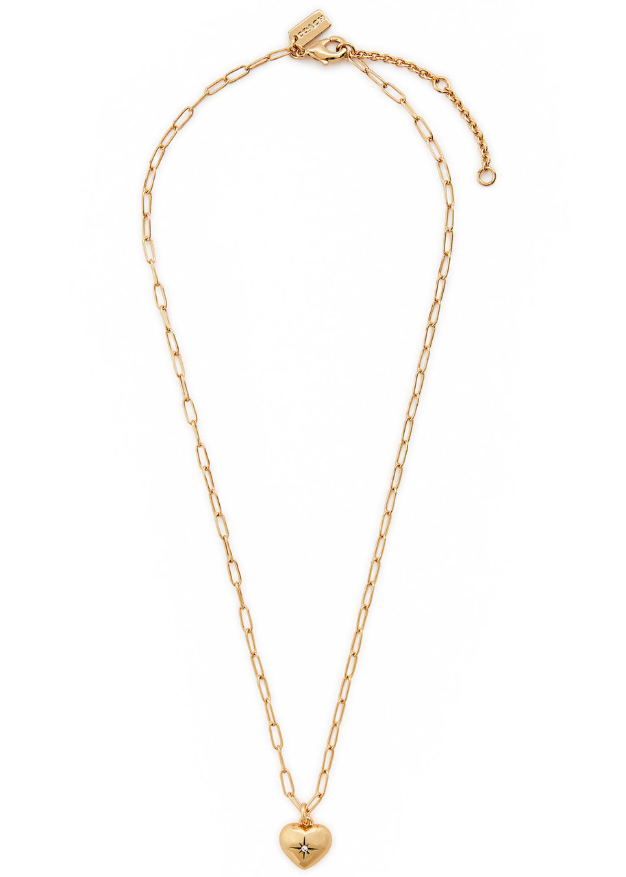 Coach Heart Necklace In Gold
