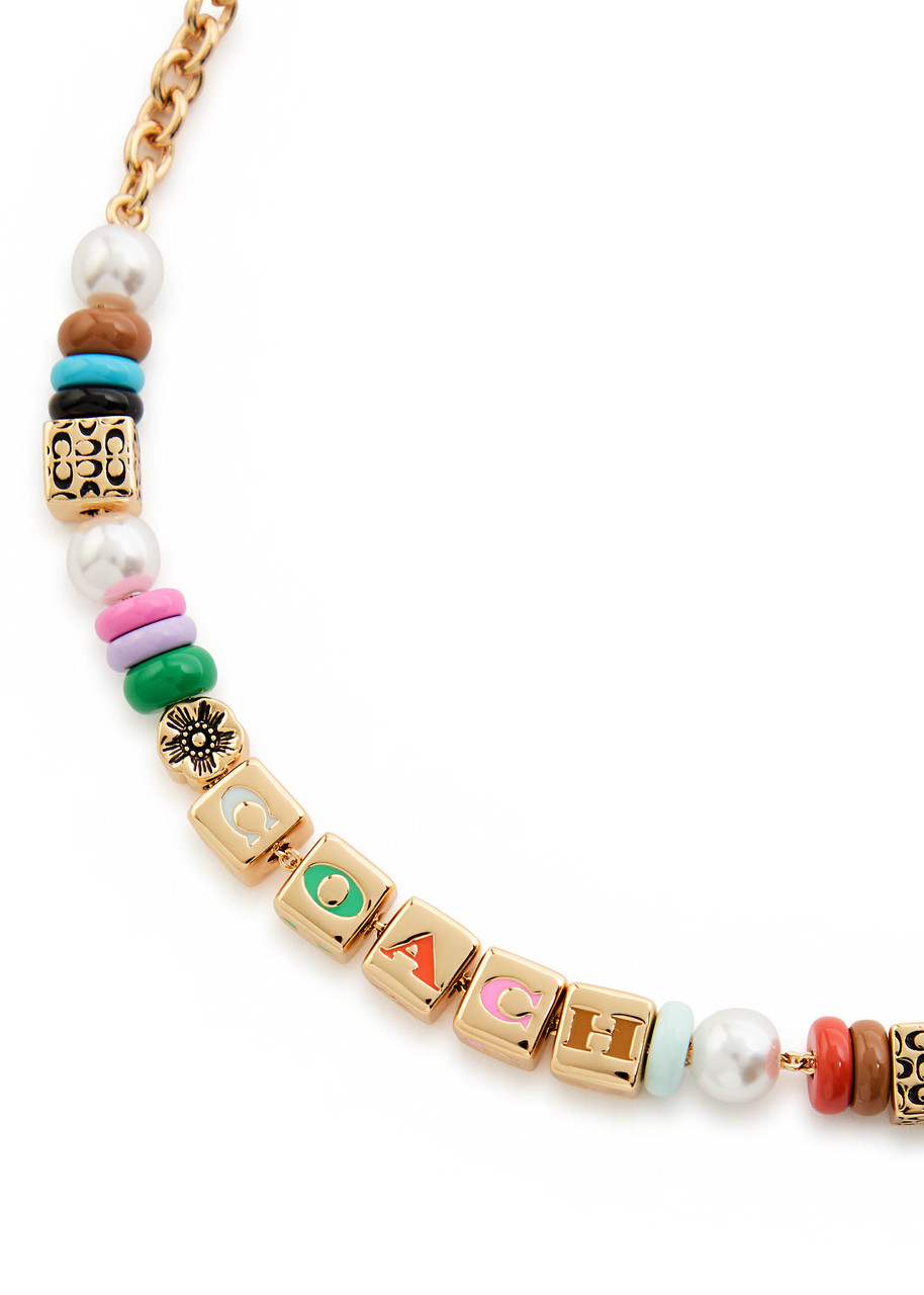  Coach Logo Beaded Necklace - Multicoloured - One Size 