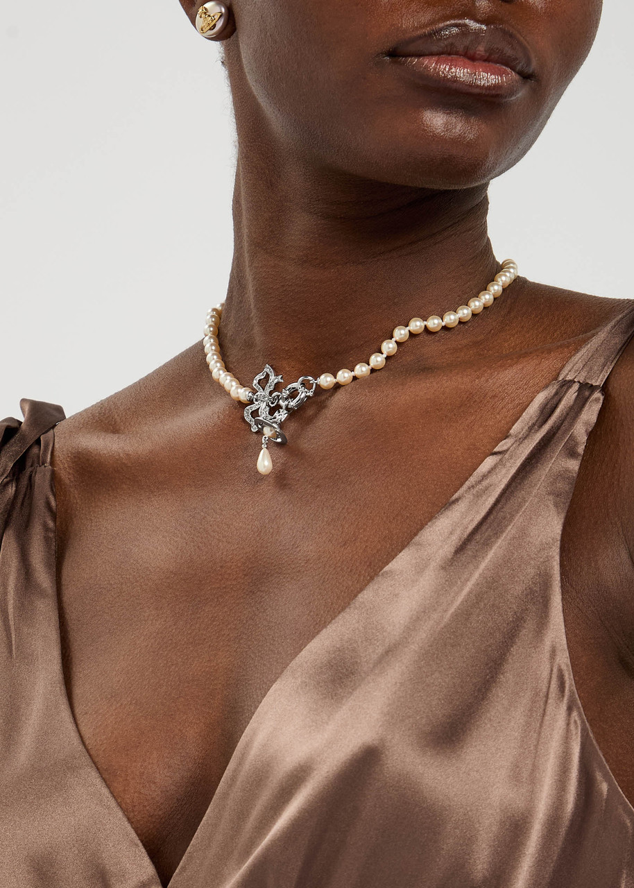 Vivienne Westwood Rigoberta Embellished Beaded Necklace In Pink