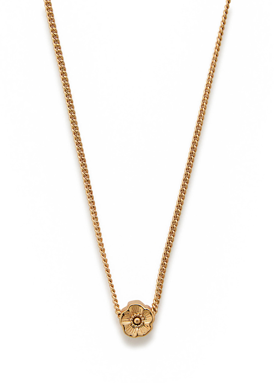 Coach Tea Rose Necklace In Gold