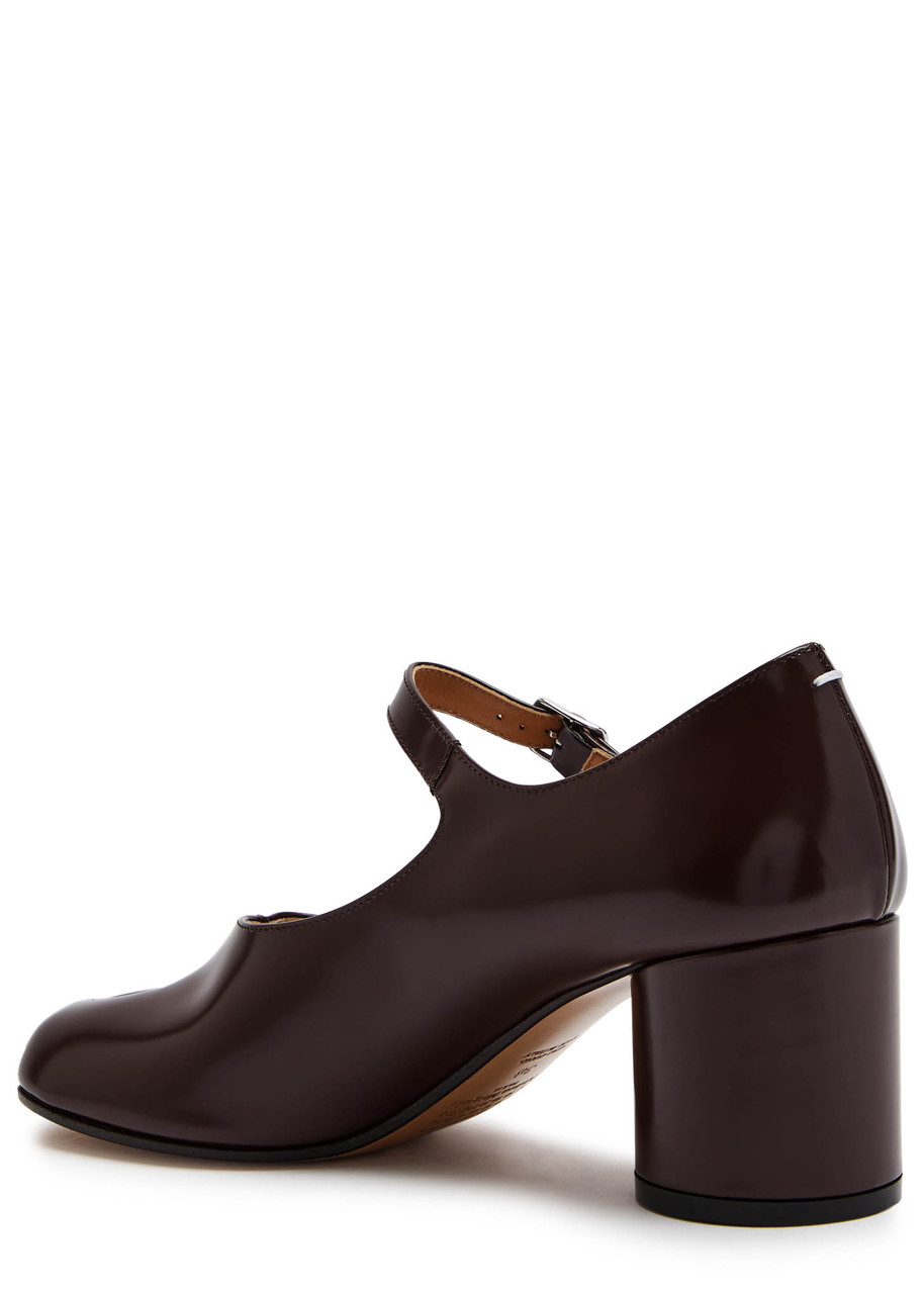 Maison Margiela Tabi Mary Jane 60 Glossed Leather Pumps In Burgundy