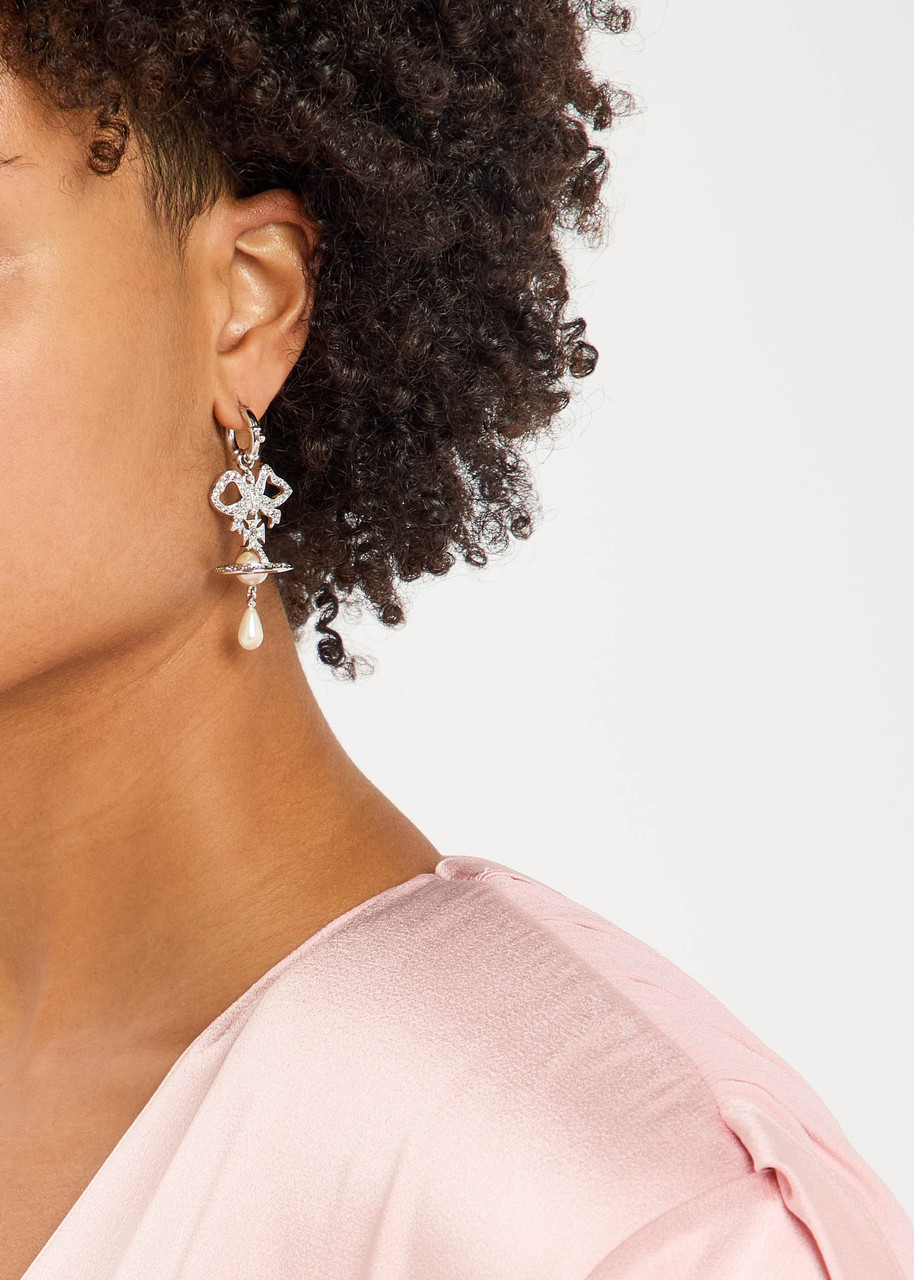Vivienne Westwood Rigoberta Pavé Drop Earrings In Silver