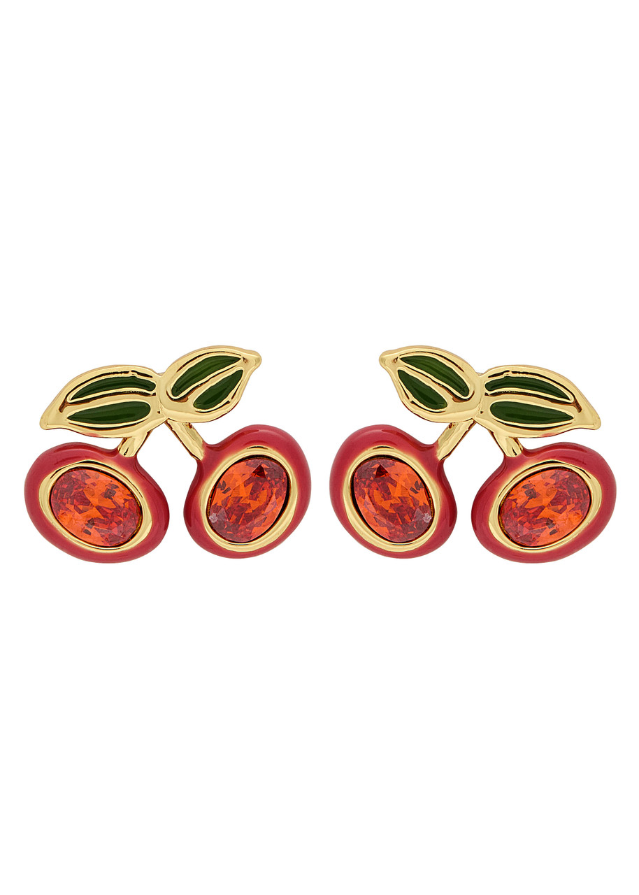 Coach Cherry Enamelled Stud Earrings In Multi