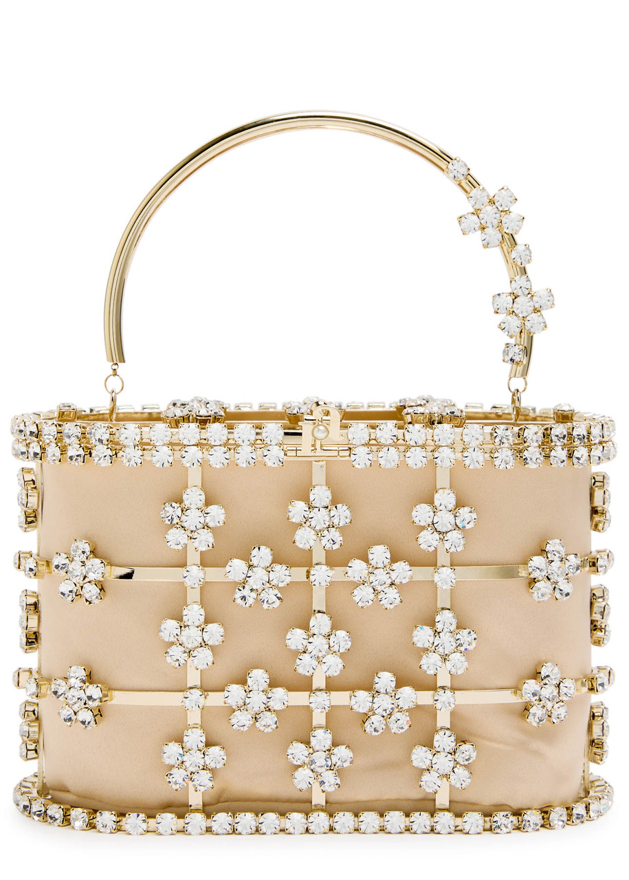 Rosantica Holli Anice Crystal-embellished Metal Top Handle Bag In Gold