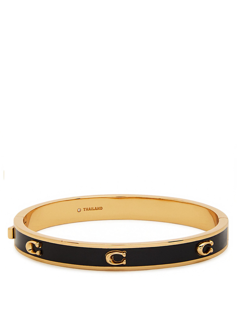 Coach Pegged Logo Enamelled Bracelet In Black
