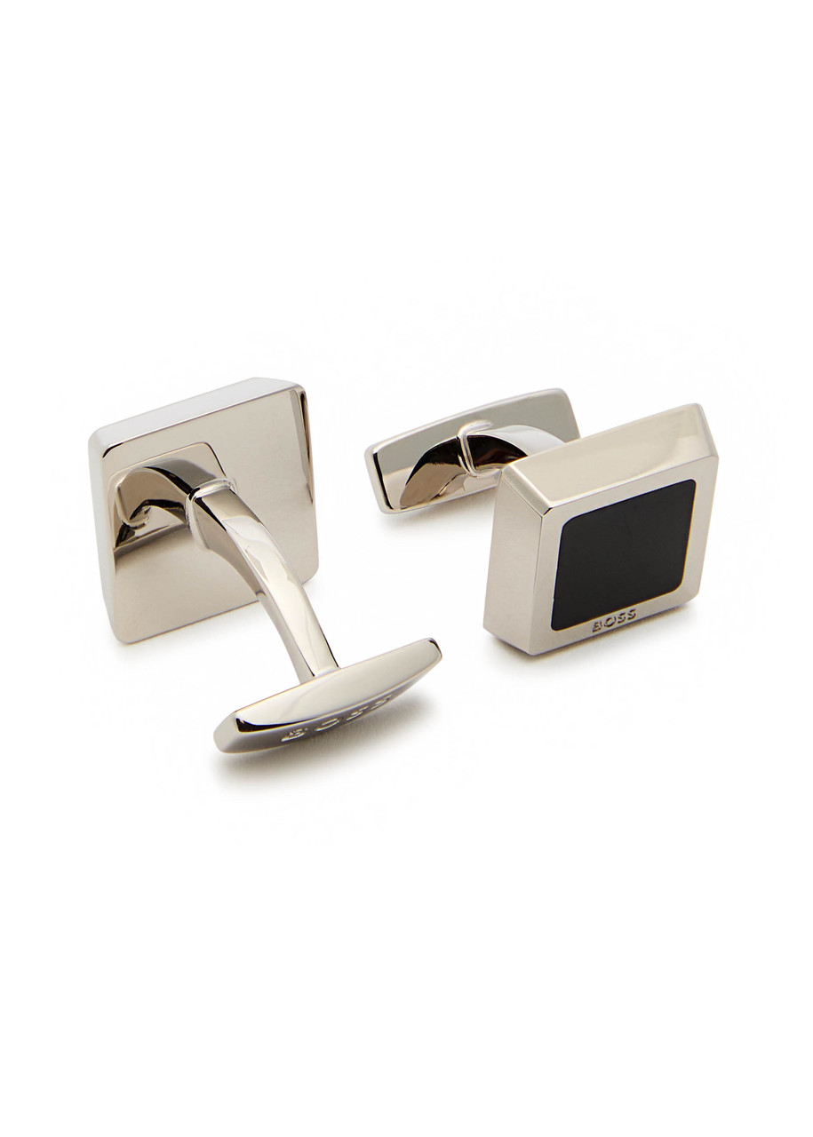 Hugo Boss Boss Franzisko Enamelled Cufflinks In Black