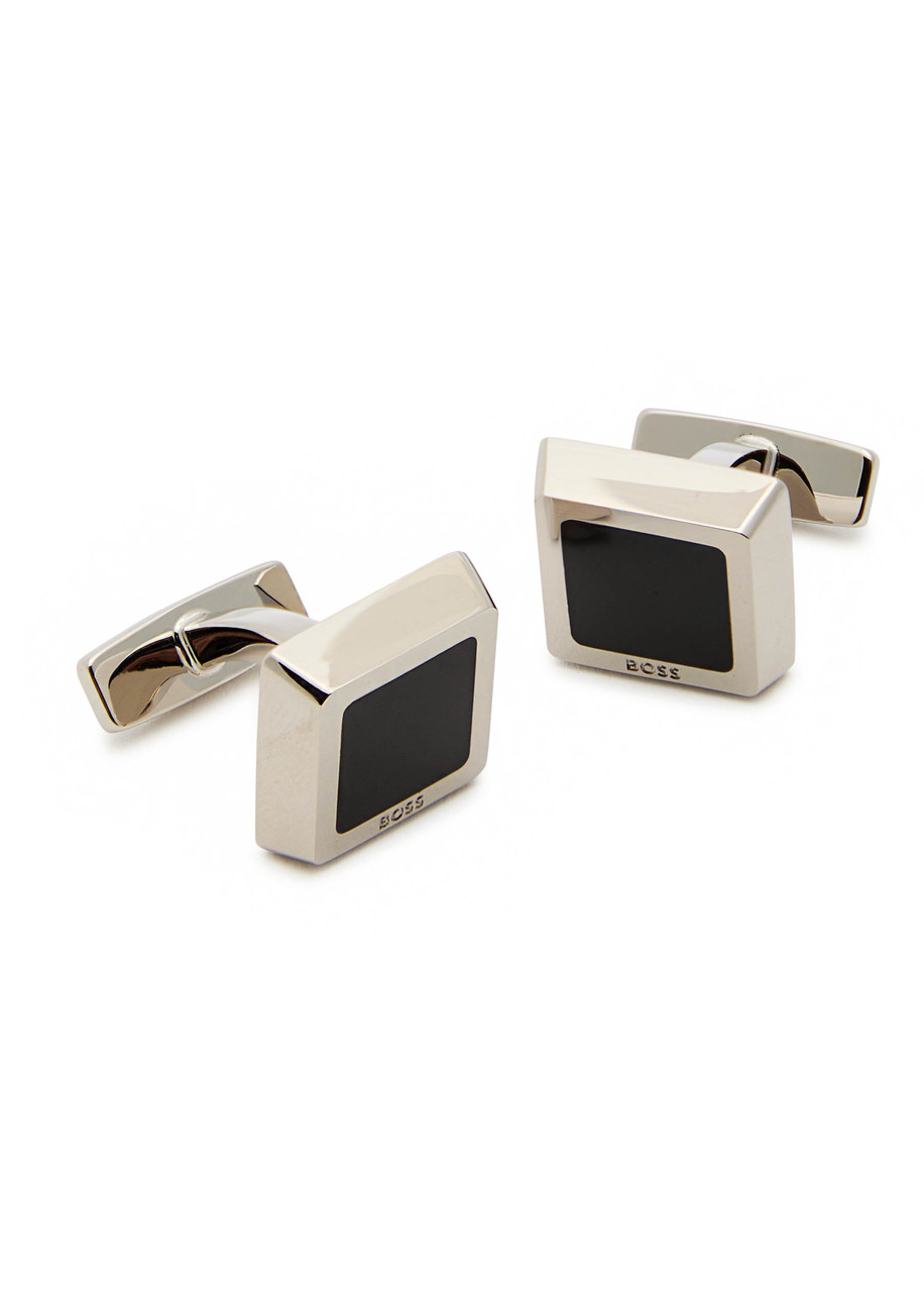 Hugo Boss Boss Franzisko Enamelled Cufflinks In Black