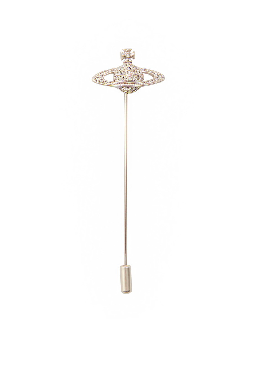 Vivienne Westwood Mini Bas Relief Orb Pavé Tie Pin In Silver