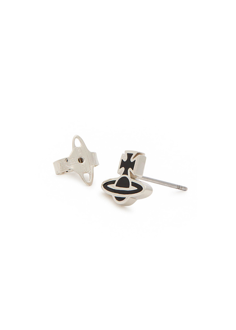 Vivienne Westwood Romina Orb Enamelled Stud Earring In Black
