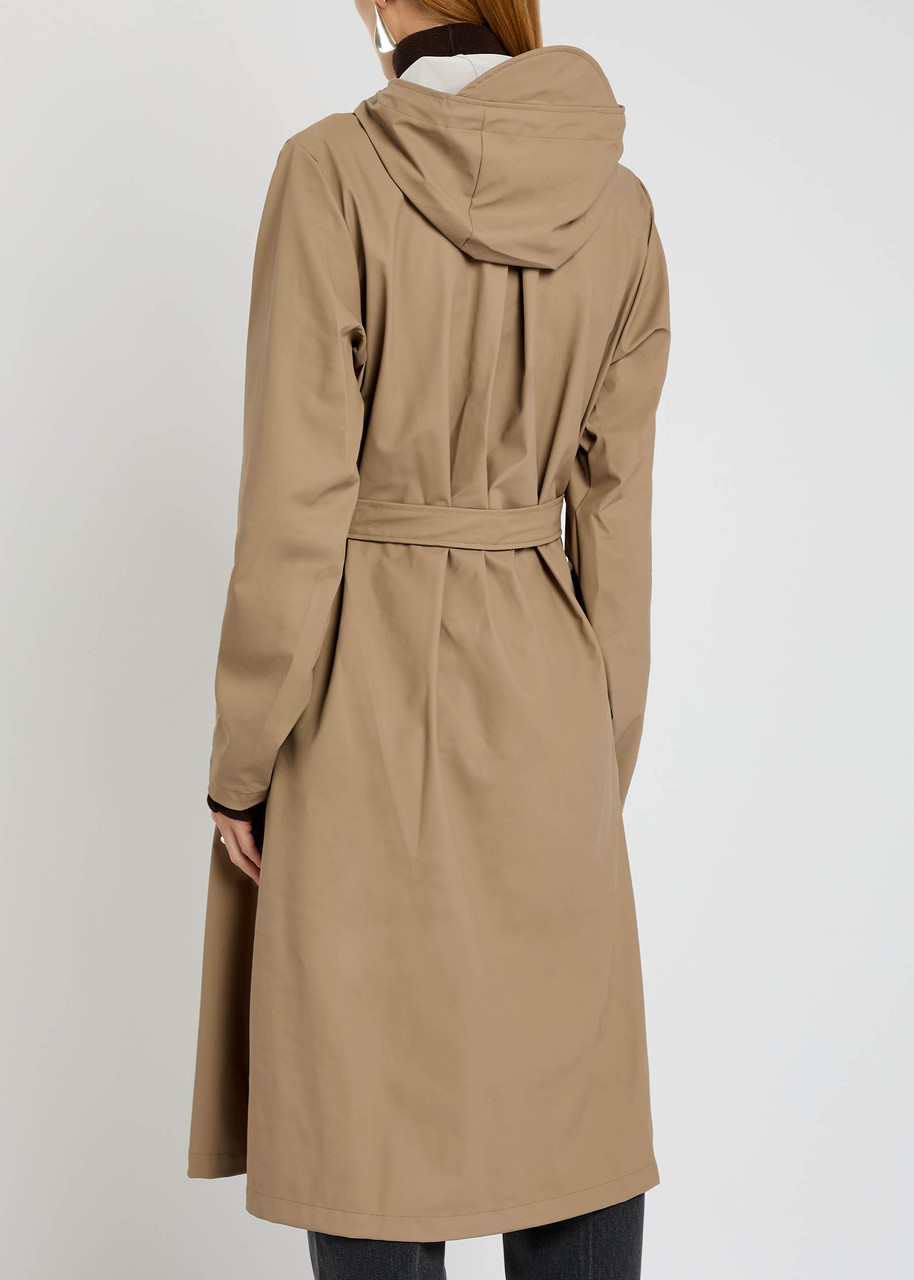  Rains Hooded Coated Shell Waterproof Jacket - Beige - Xs (uk6 / Xs) 