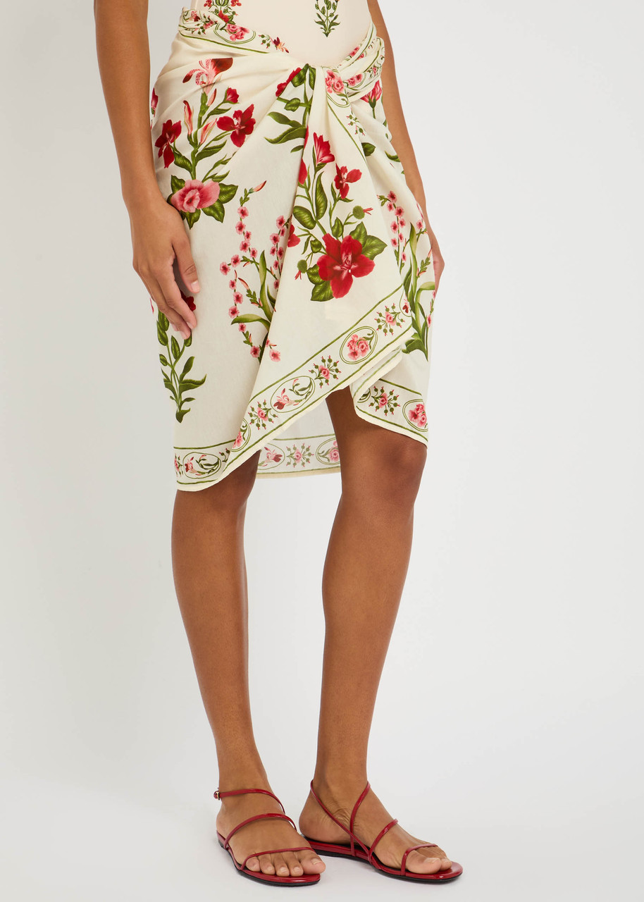 Agua By Agua Bendita Emelina Canna Floral-print Cotton And Silk-blend Sarong In Multi