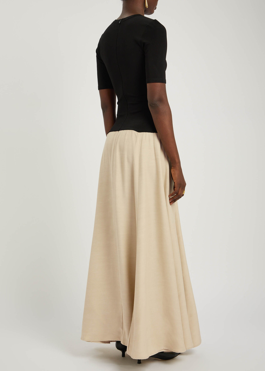Esse Studios Tee Duo Knit And Sateen Maxi Dress In Black