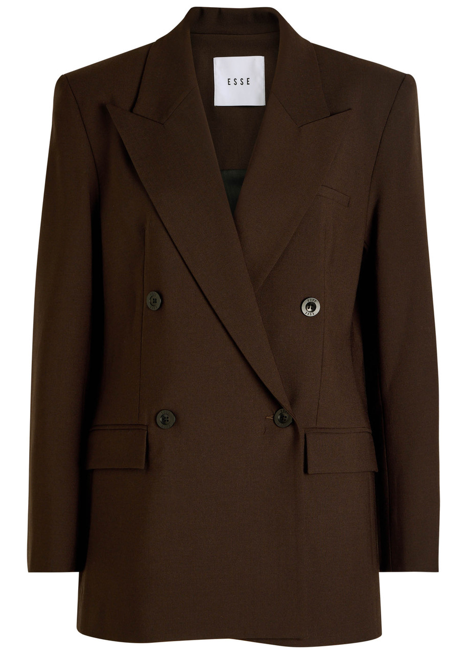 Esse Studios Onus Double-breasted Woven Blazer In Brown