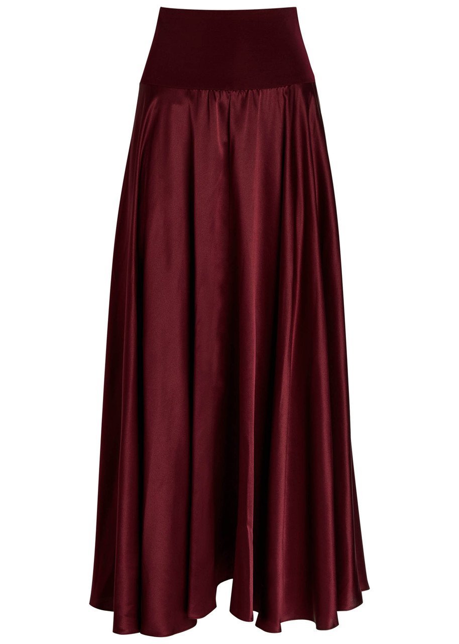 Esse Studios Illi Silk Maxi Skirt In Burgundy