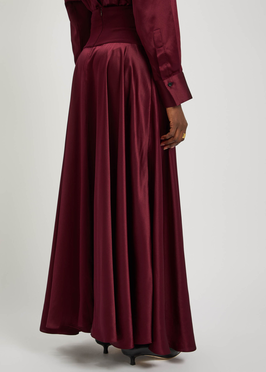 Esse Studios Illi Silk Maxi Skirt In Burgundy