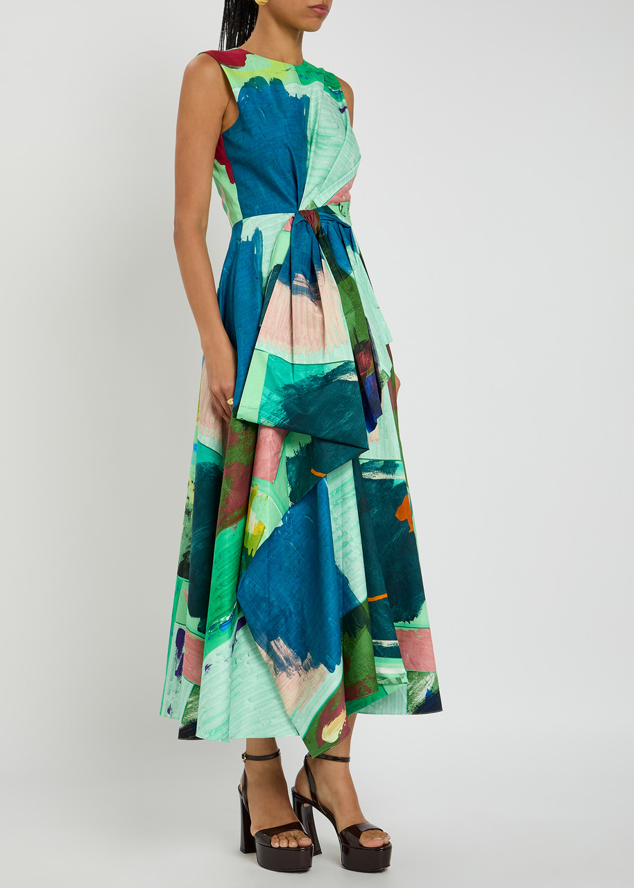 Roksanda Nura Printed Cotton Midi Dress In Multi