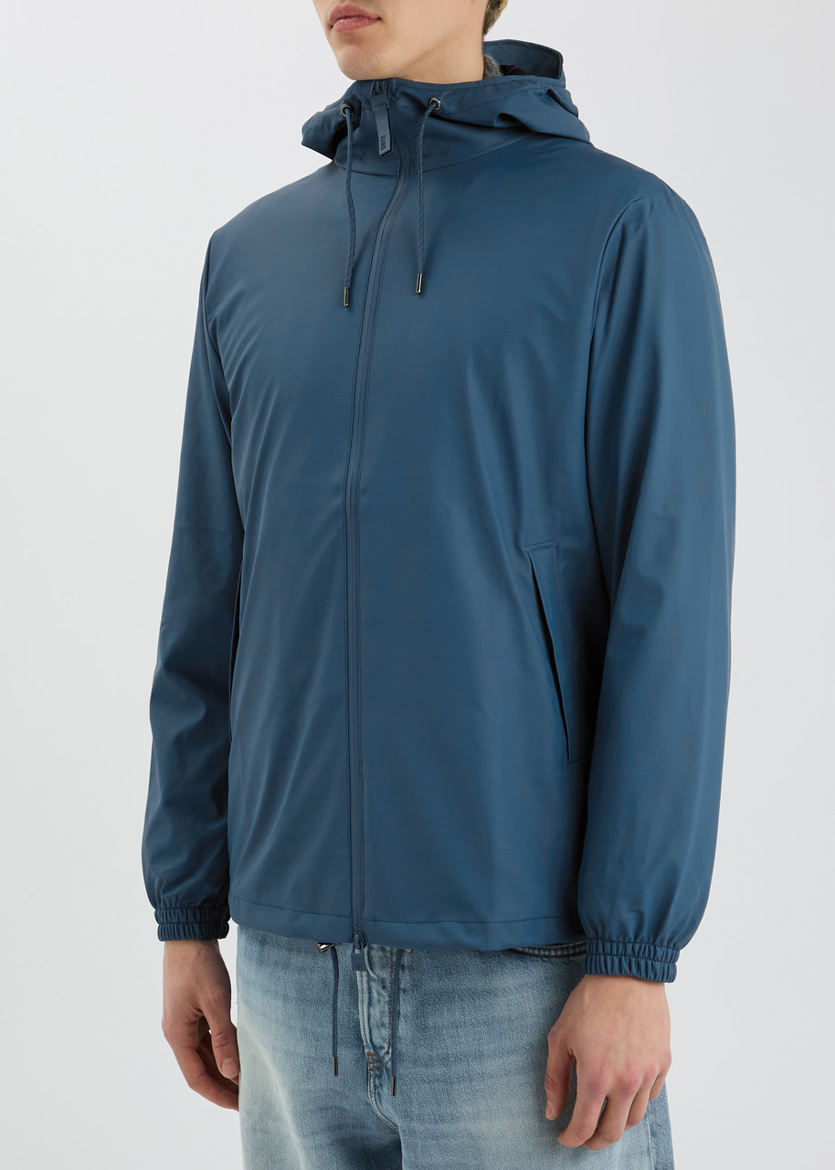 Rains Storm Breaker Hooded Rubberised Jacket In Blue