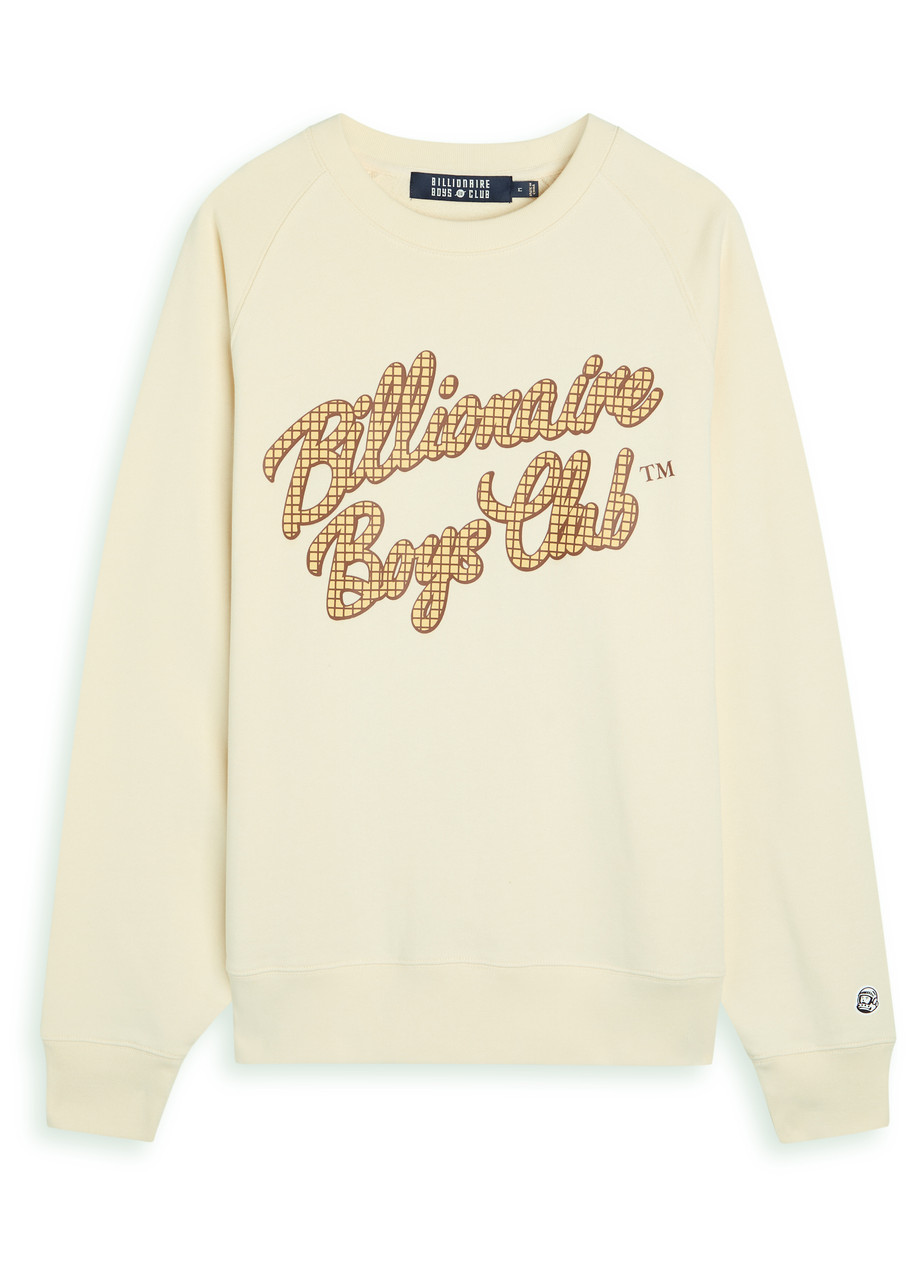 Billionaire Boys Club Mens Ecru Script Logo Crewneck Cotton-jersey Sweatshirt In Neutral
