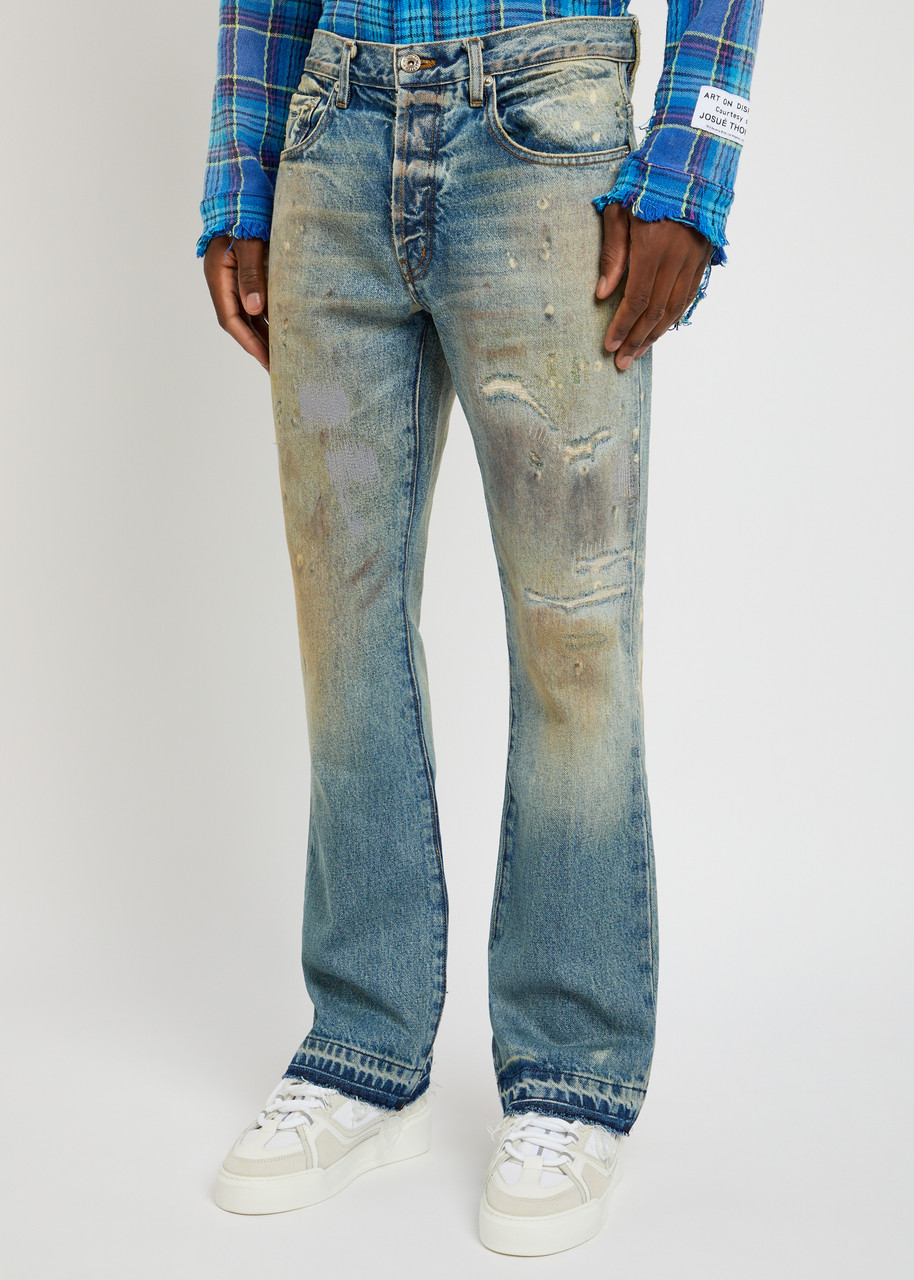 Gallery Dept. Greased 646 Flared-leg Jeans In Blue