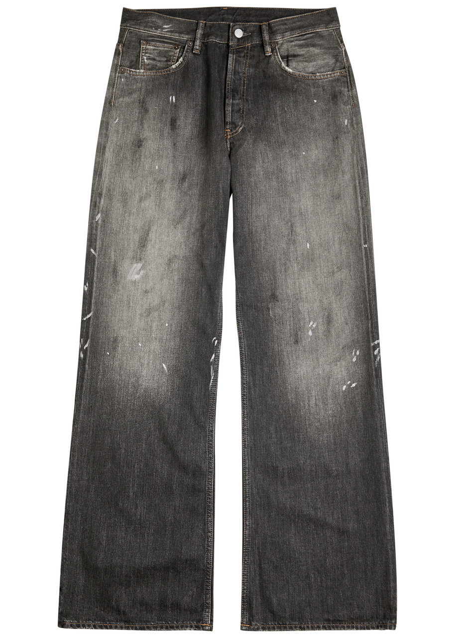 Acne Studios Paint-splatter Straight-leg Jeans In Black