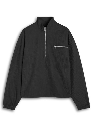 MKI MIYUKI ZOKU Logo seersucker quarter-zip jacket | Harvey Nichols
