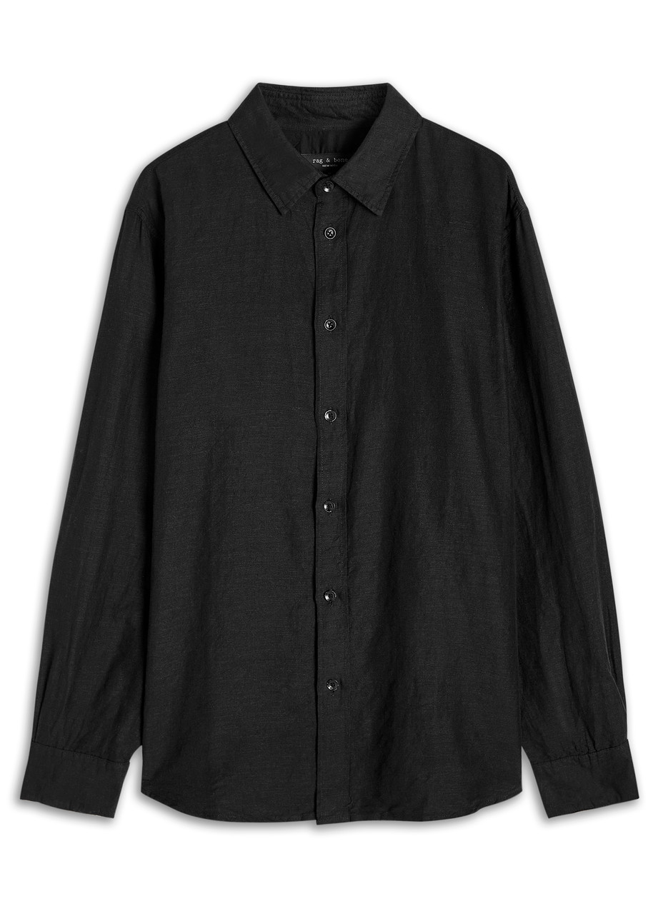 Rag & Bone Finch Linen-blend Shirt In Black
