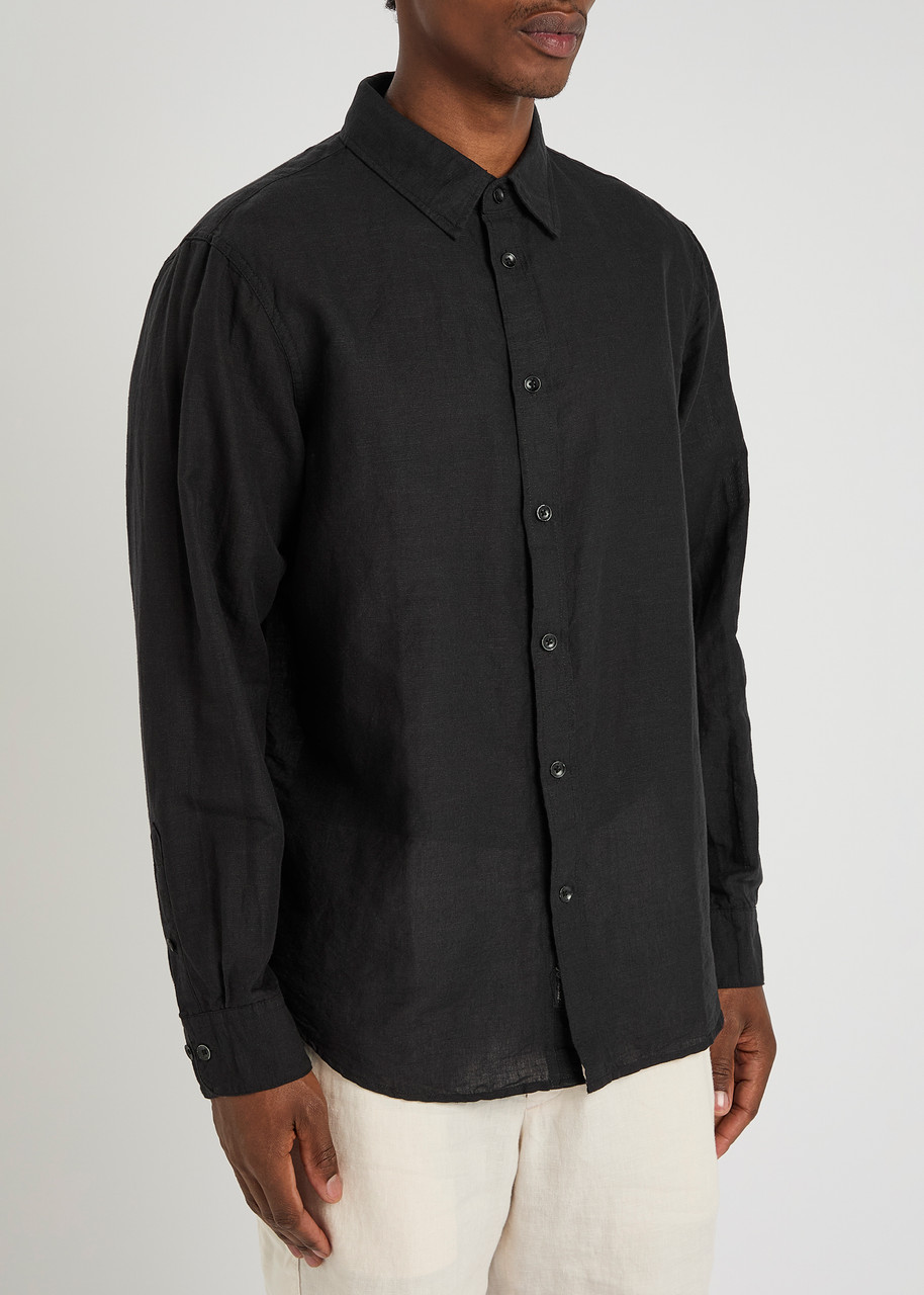 Rag & Bone Finch Linen-blend Shirt In Black