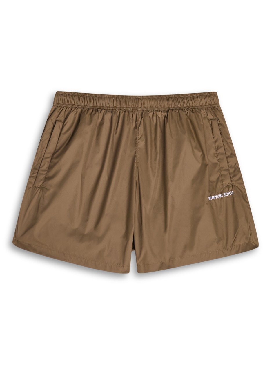 Mki Miyuki Zoku Logo-embroidered Shell Swim Shorts In Brown