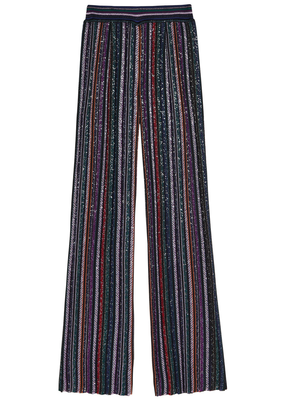 Missoni Herringbone-striped Sequin-embellished Trousers In Multi