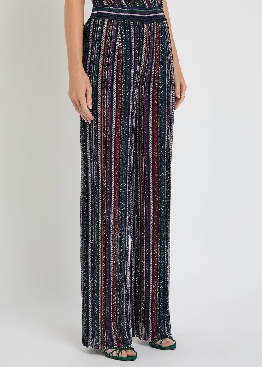 Missoni Herringbone-striped Sequin-embellished Trousers In Multi