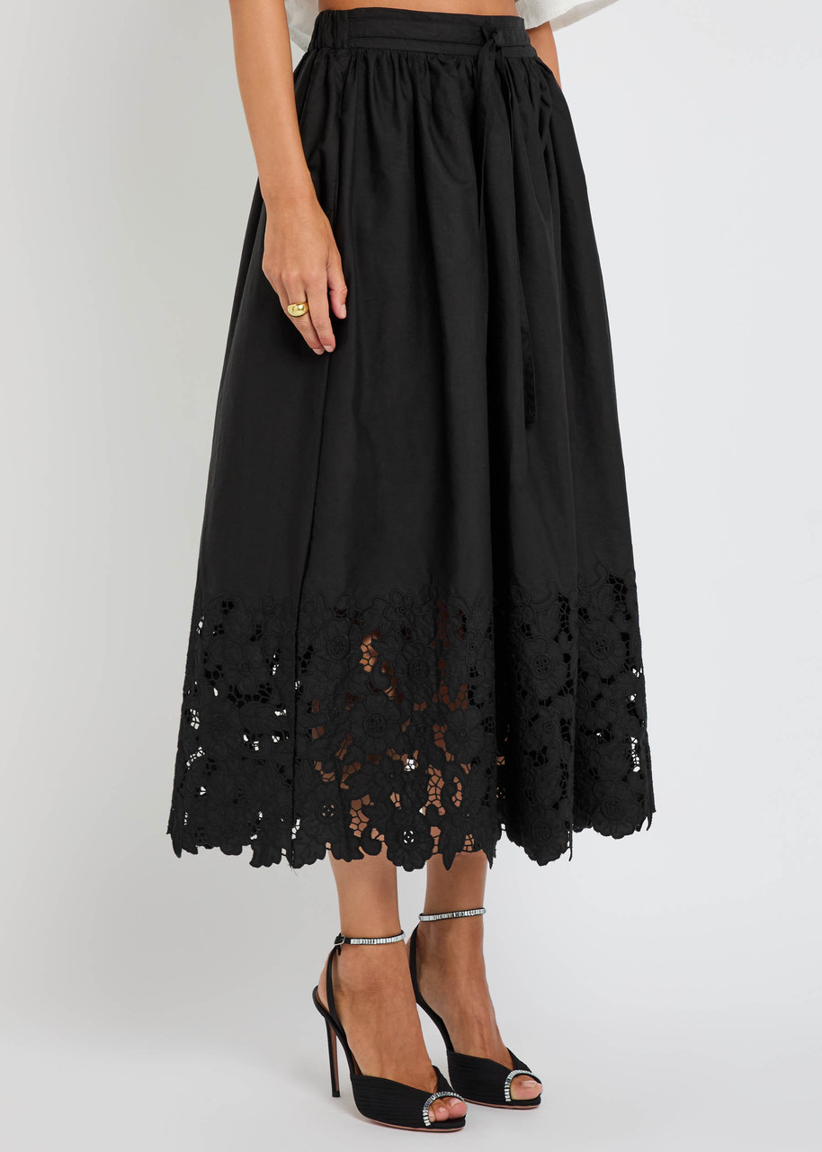 Sister Jane Womens Black La Fiesta Embroidered Woven Midi Skirt In Black