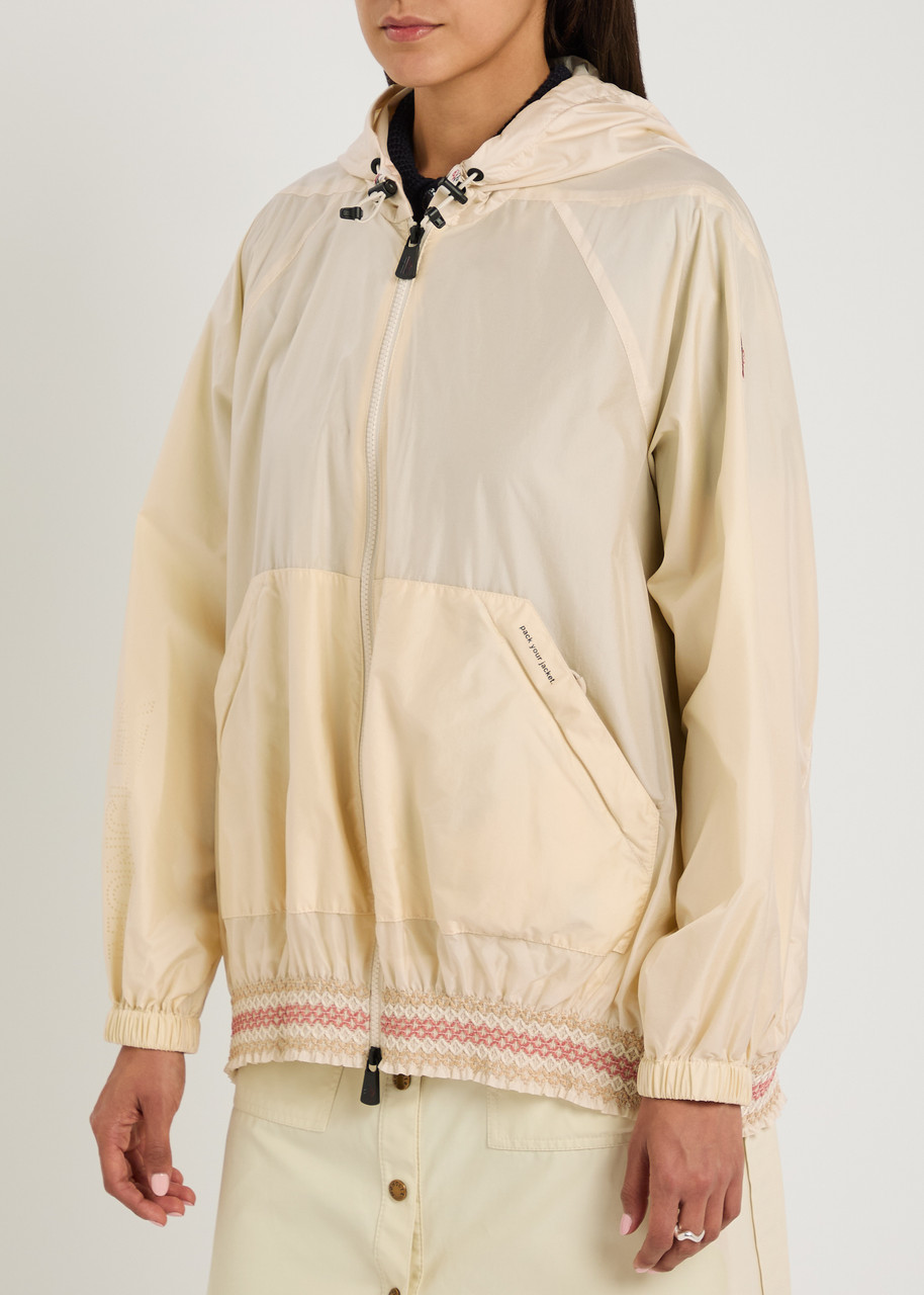 Moncler Samedans Smocked Shell Jacket In Neutral