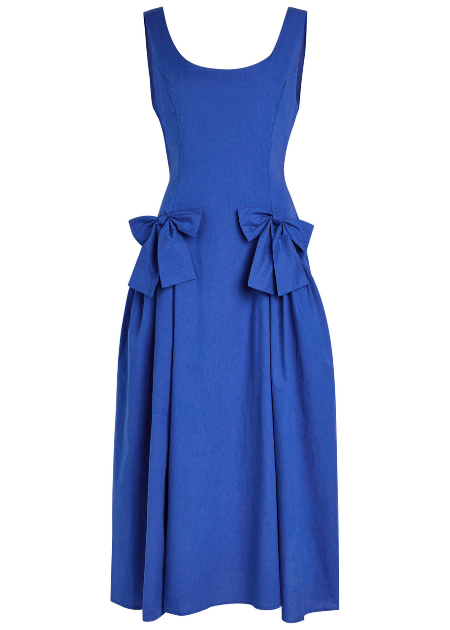 Sister Jane Diary Bow-embellished Woven Midi Dress - Blue - 6 (UK6 / XS)