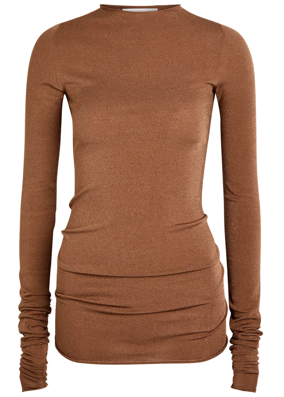 Armarium Sita Roll-trimmed Fine-knit Top In Brown