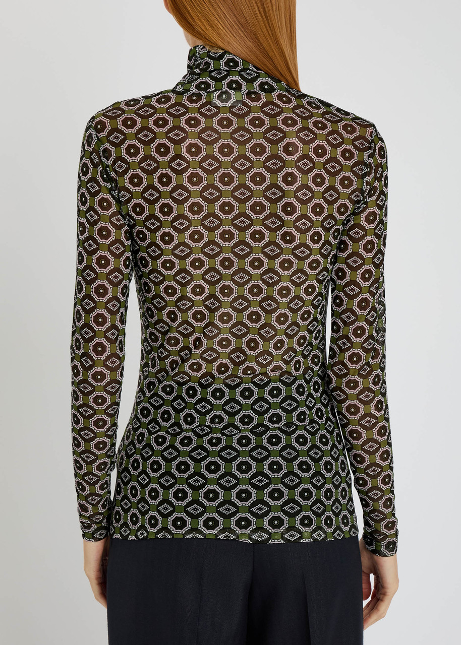  Dries Van Noten Hoyser Patterned Mesh Top - Green - L (uk14 / L) 