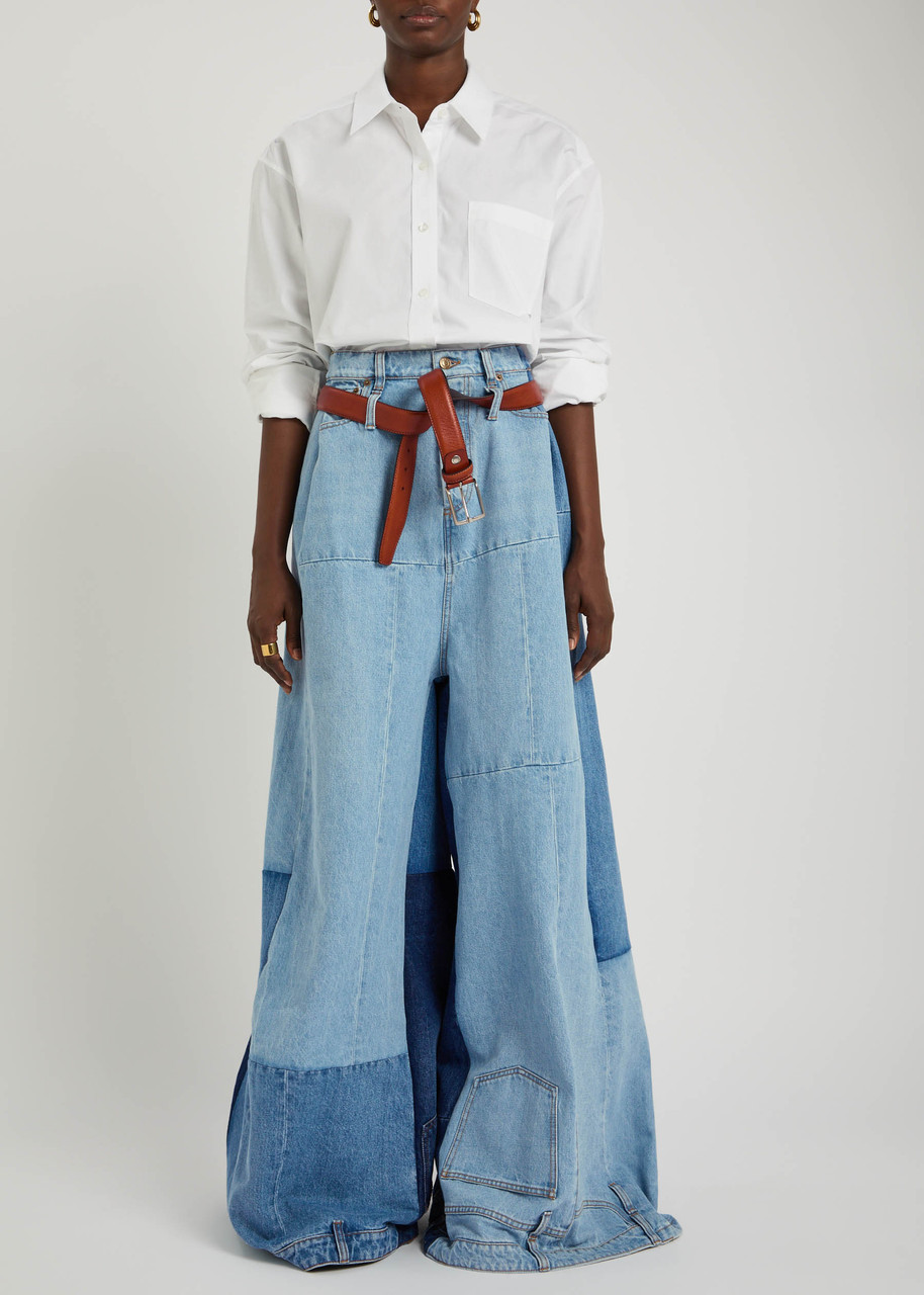 A.w.a.k.e. A.w.a.k.e Mode Panelled Two-tone Wide-leg Jeans In Blue