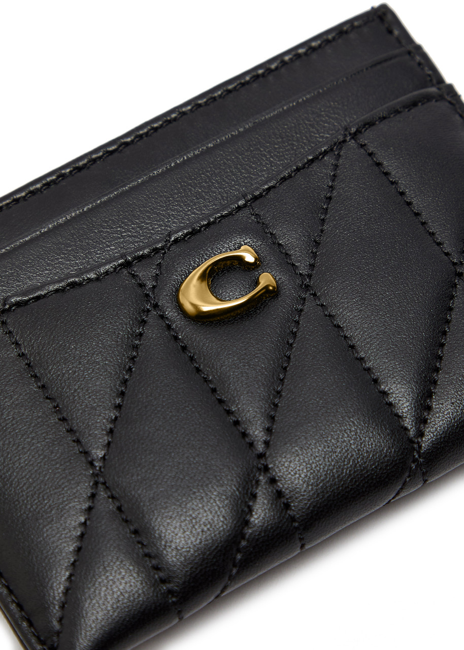  Coach Pillow Quilted Leather Card Holder - Black - One Size 