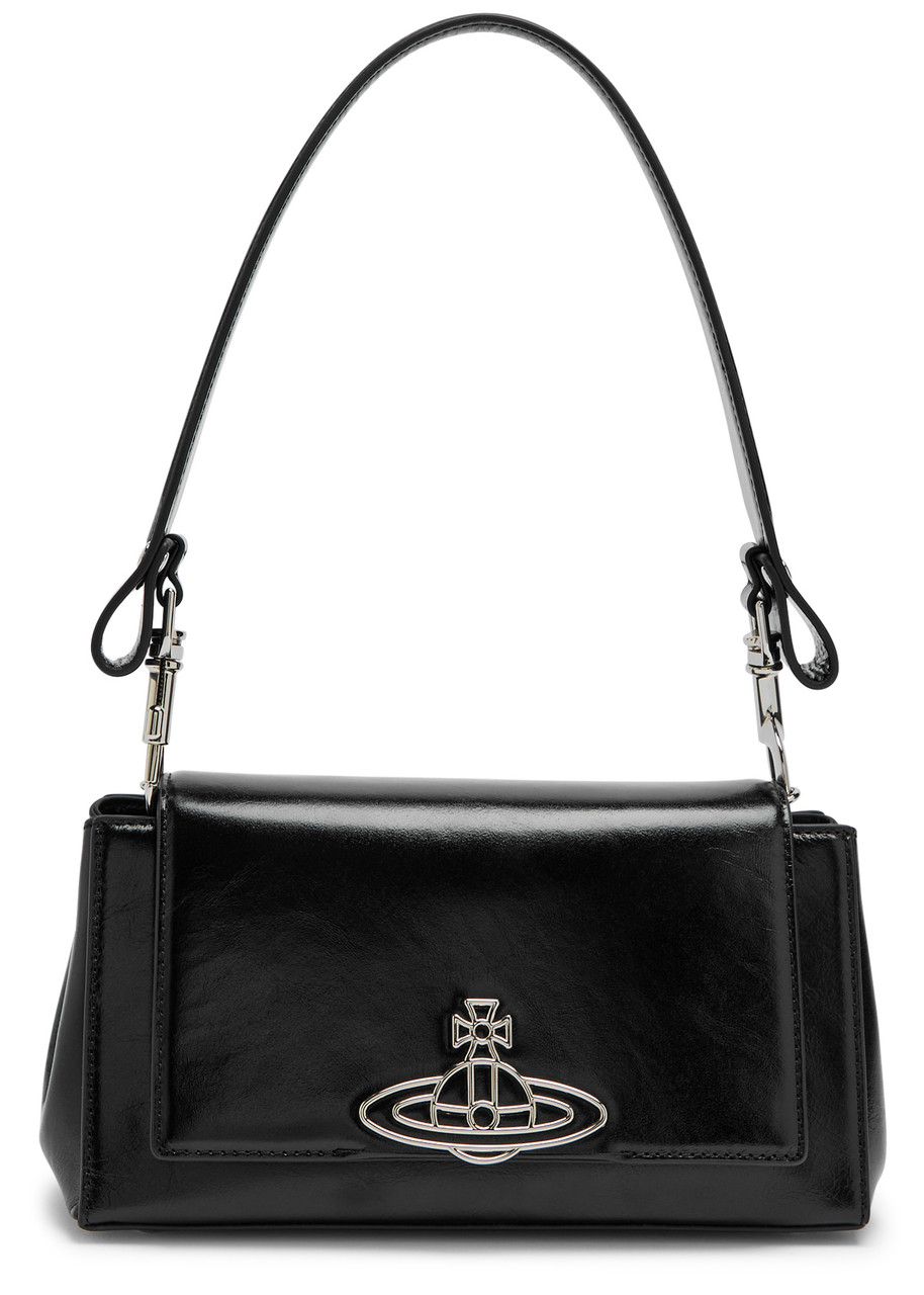 Vivienne Westwood Hazel Medium Glossed Leather Shoulder Bag In Black