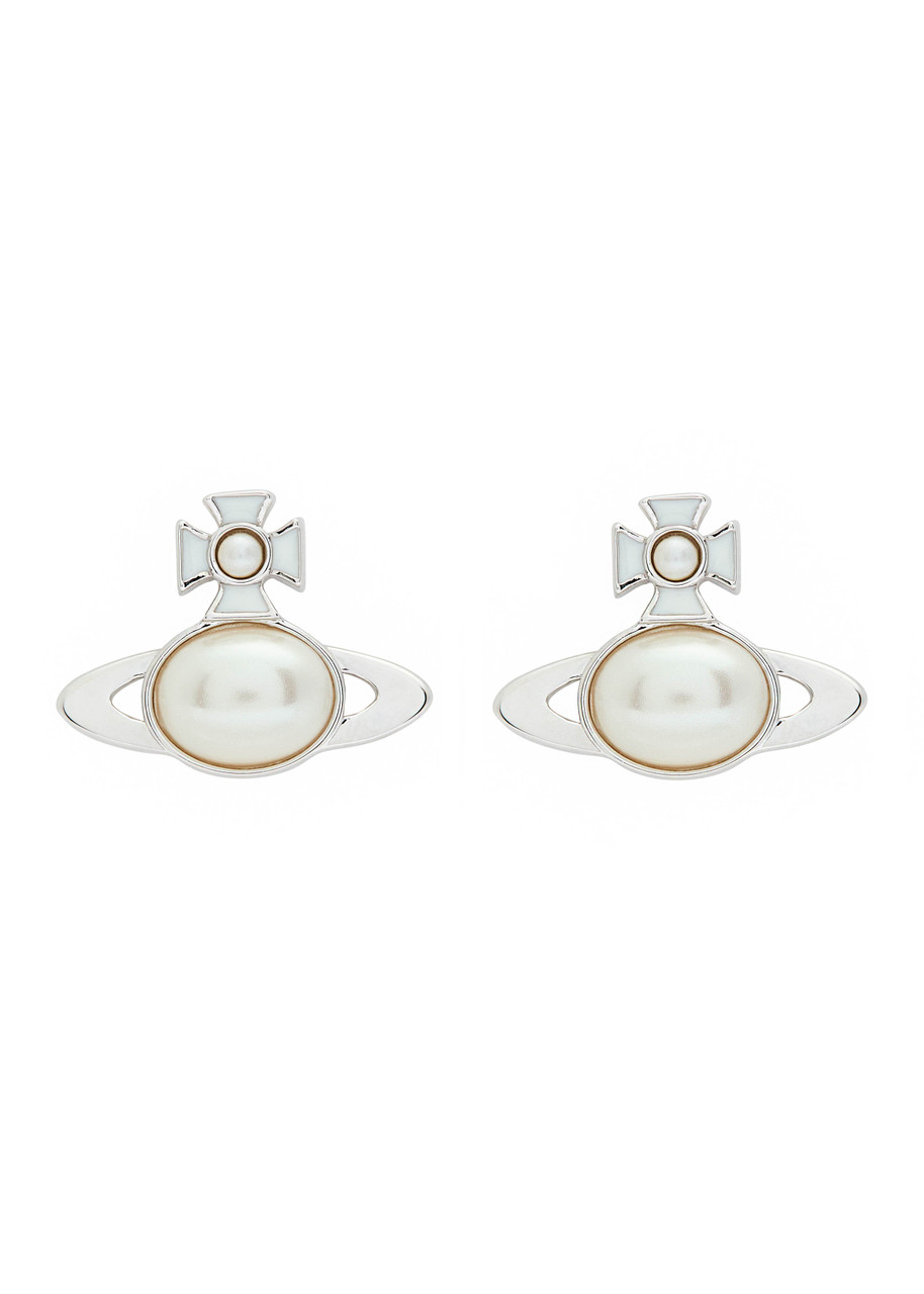 Vivienne Westwood Gaby Orb Faux Pearl-embellished Stud Earrings In White