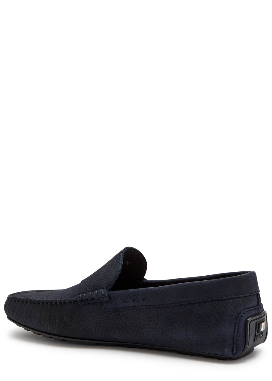 Hugo Boss Boss Noel Peppled Nubuck Loafers In Blue