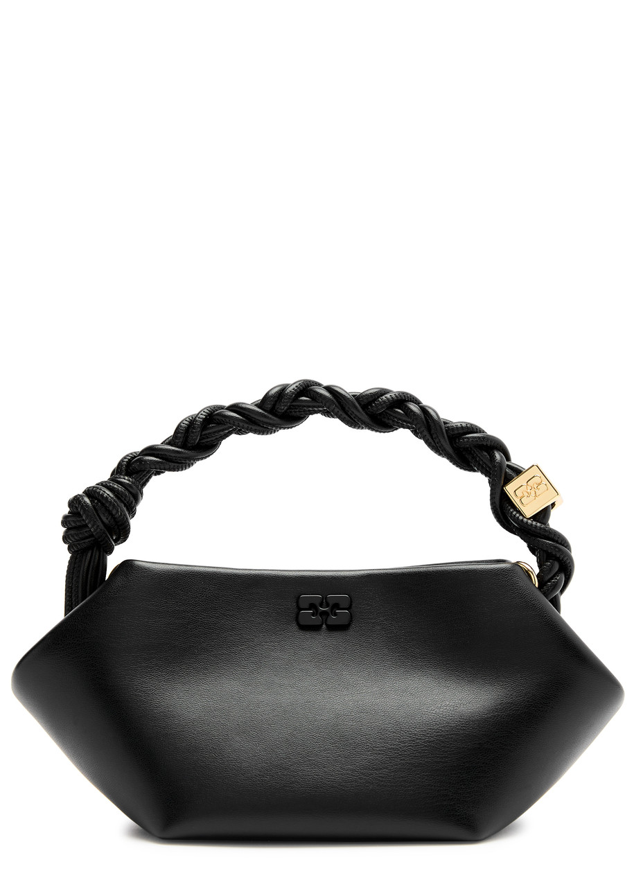 Ganni Bou Mini Leather Top Handle Bag In Black