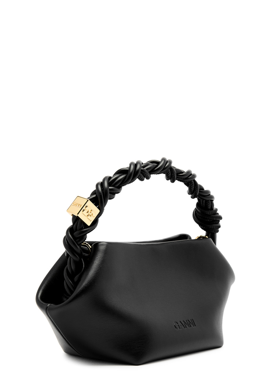 Ganni Bou Mini Leather Top Handle Bag In Black