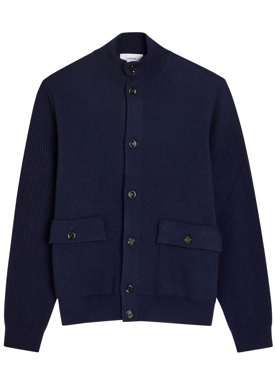 Lardini Women's Navy Wool-blend Designer Cardigan Xxl